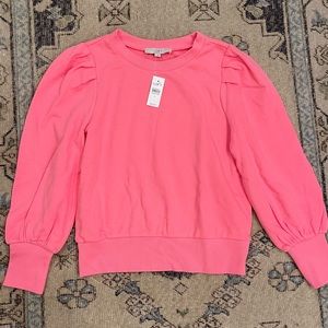 NWT Ann Taylor LOFT Pink Sweatshirt Ruffle Sleeve